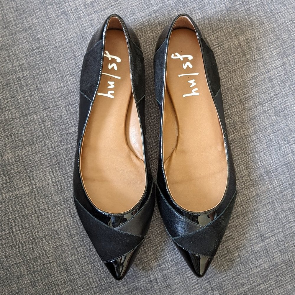 NWOT French Sole NY FS/NY Black Leather Point Flats